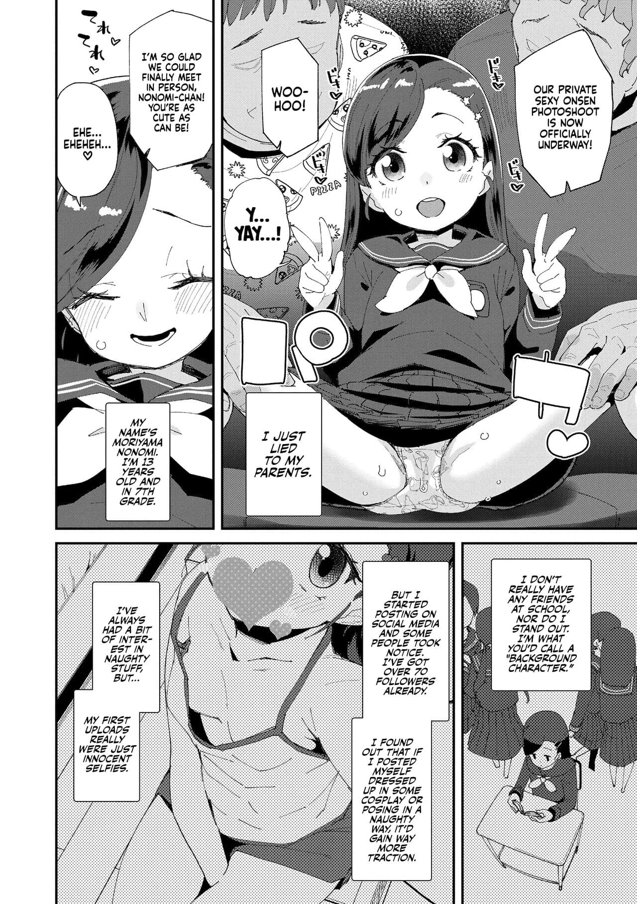 [Maeshima Ryou] Uraaka Yatteru Nonomi-chan -Koshitsu Onsen Dosukebe Gasshuku- | Nonomi-chan's Secret Account -Naughty Trip to a Private Onsen- (Kimi wa Oji-san to Sex suru Tame ni Umarete kitan da yo) [English] [Xzosk] [Decensored] [Digital] page 2