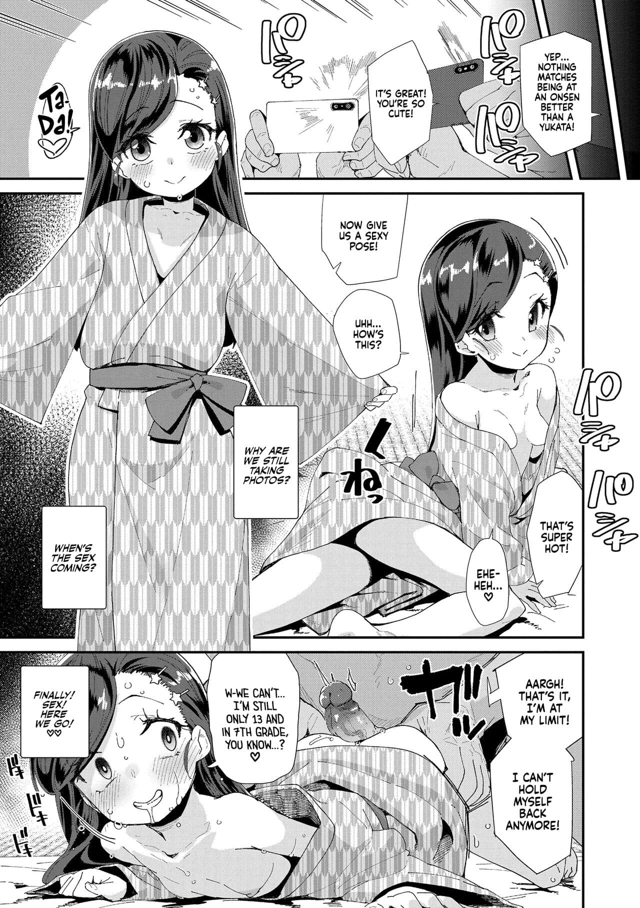 [Maeshima Ryou] Uraaka Yatteru Nonomi-chan -Koshitsu Onsen Dosukebe Gasshuku- | Nonomi-chan's Secret Account -Naughty Trip to a Private Onsen- (Kimi wa Oji-san to Sex suru Tame ni Umarete kitan da yo) [English] [Xzosk] [Decensored] [Digital] page 9