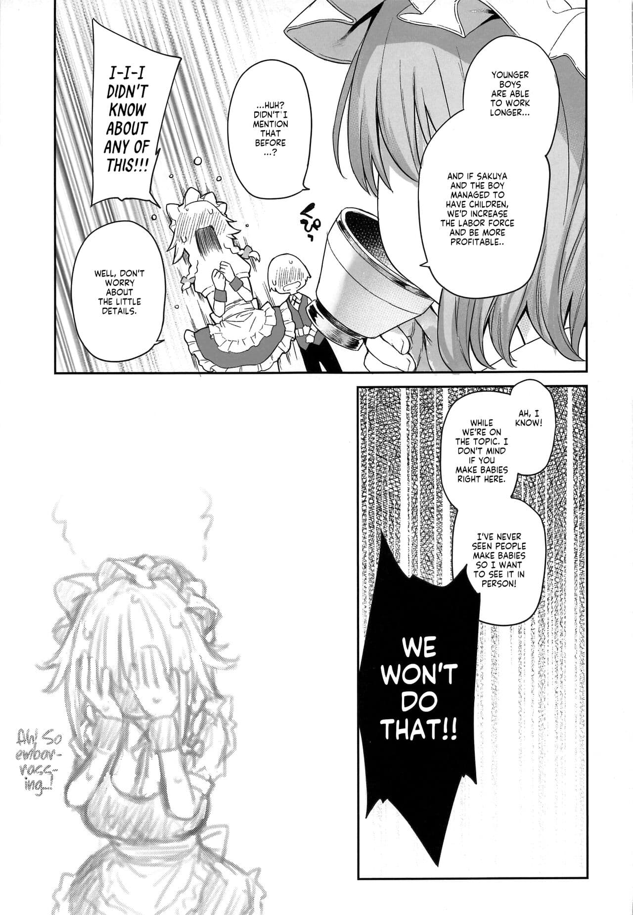 (C100) [Anmitsuyomogitei (Michiking)] ANMITSU TOUHOU THE AFTER Vol. 3 Shasei Kanri shite Kudasai Sakuya-san! + | ANMITSU TOUHOU THE AFTER Vol. 3 Please Manage my Ejaculations, Sakuya-san! + (Touhou Project) [English] [Coffedrug] [Decensored] page 23