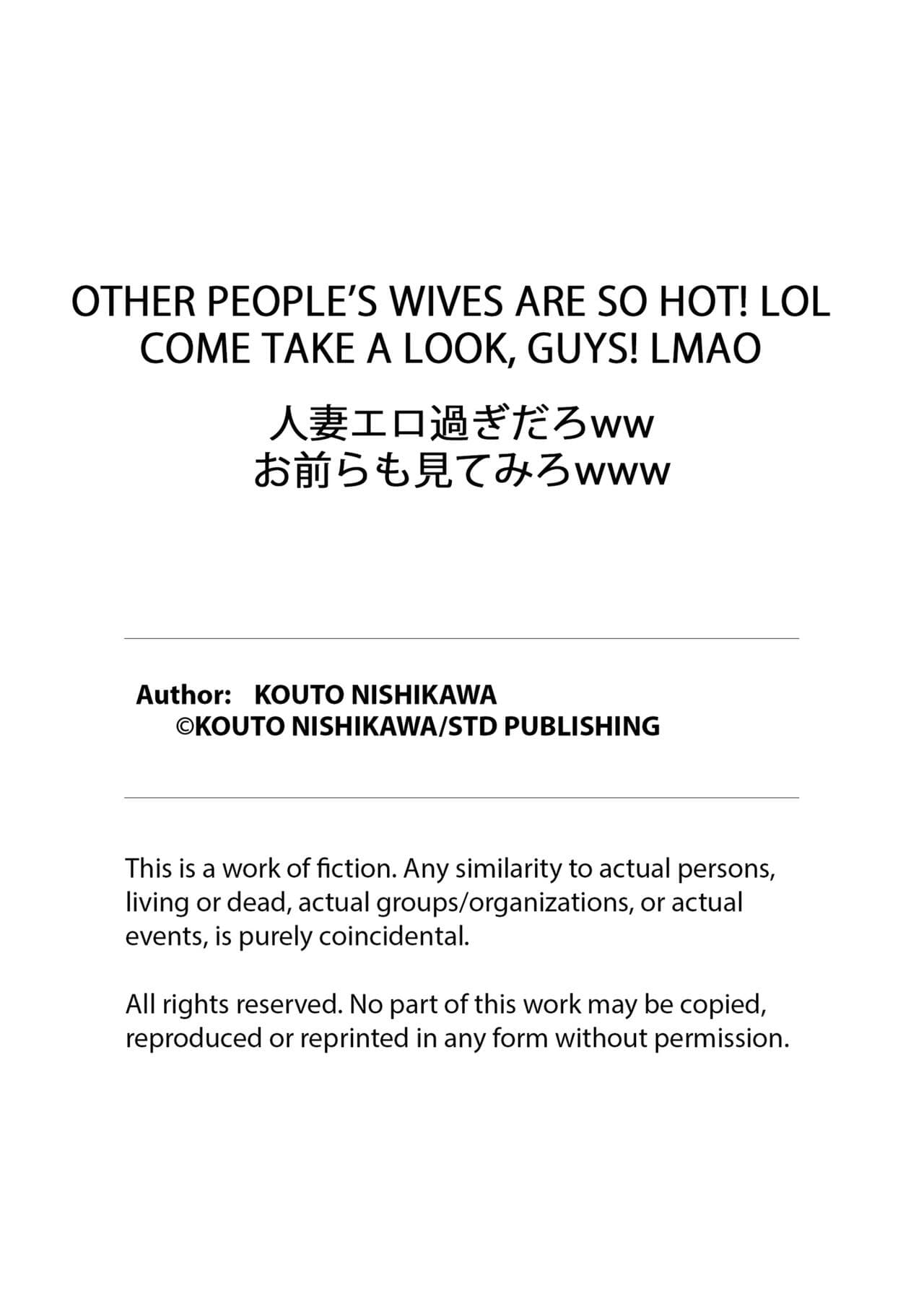 [Nishikawa Kouto] Hitozuma Ero Sugidaro ww Omaera mo Mitemiro www 1-2 | OTHER PEOPLE'S WIVES ARE SO HOT! LOL COME TAKE A LOOK, GUYS! LMAO 1-2 [English] [Descensored] page 37