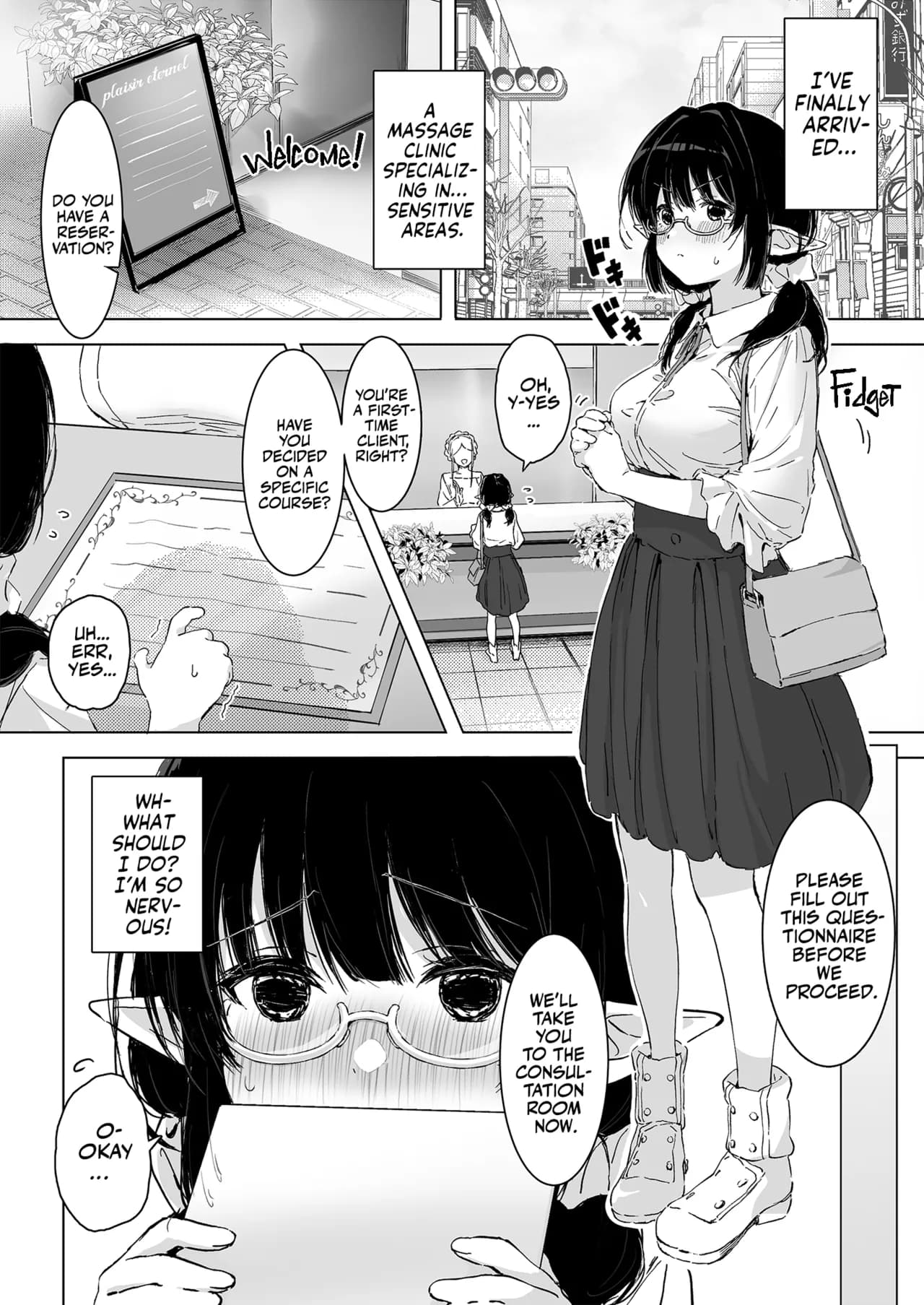 [Rockydou (Akane)] Jimime na Kurokami Elf-chan ga Ecchi na Massage-ten de Seikantai Kaihatsu Sarechau Ohanashi | A Plain Jane Elf's Sexy Adventure at a Massage Clinic [English] [Team Rabu2] [Decensored] page 4