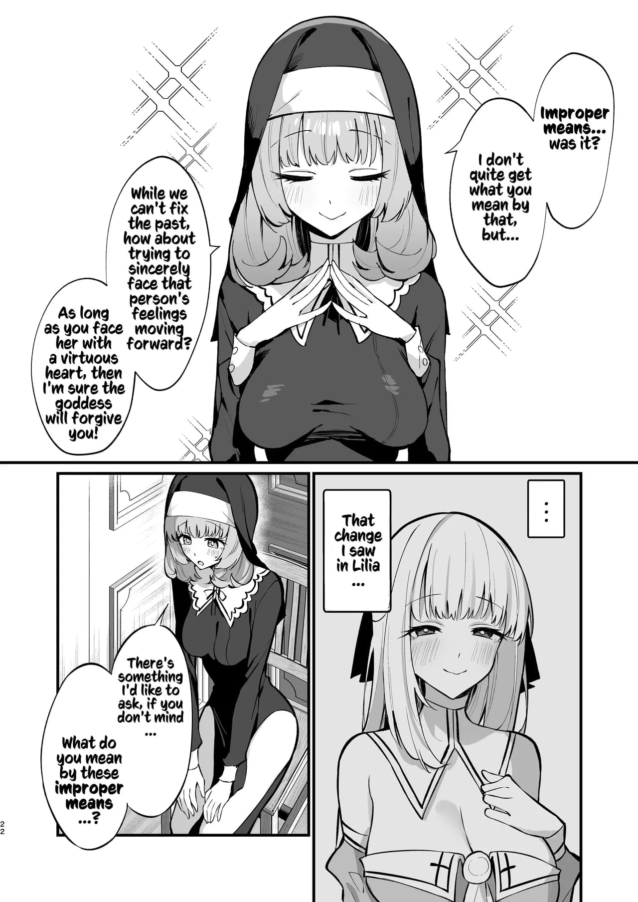 [Unahouse (Unacchi)] Sister Kanzen Haiboku. ~Muchi na Sister ga honnou de Hatsujo Koubi Surumade~｜A Sister's Absolute Defeat Until an Innocent Nun Enters Heat and Indulges in Passionate Mating Sex [English] [Kusanuu] [Decensored] [Digital] page 22