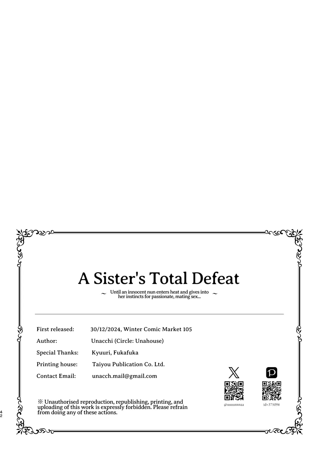 [Unahouse (Unacchi)] Sister Kanzen Haiboku. ~Muchi na Sister ga honnou de Hatsujo Koubi Surumade~｜A Sister's Absolute Defeat Until an Innocent Nun Enters Heat and Indulges in Passionate Mating Sex [English] [Kusanuu] [Decensored] [Digital] page 42