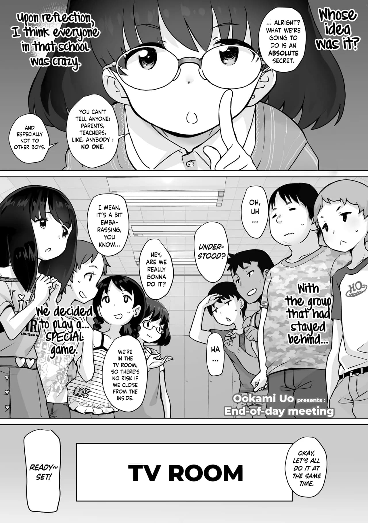 [Ookami Uo] Kaeri no Kai | End-of-day Meeting (Tsuiseki! Oya mo Shiranai Shoujo-tachi no Houkago Oshigoto Taiken) [English] [JnTo] [Digital] [Decensored] page 1